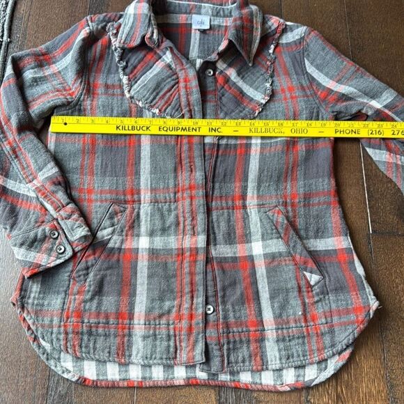 Cabi tavern plaid flannel button up shirt jacket womens size medium black gray r - Picture 11 of 11